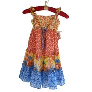 Jona Michelle Girls Maxi Dress Size 8 – Multicolor Floral Tiered Sundress NWT